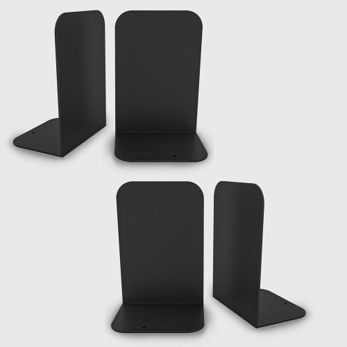 Motiqo Metal Non-Slip Bookend, Book Shelf, Book Stand, Office Book Stopper Desk Organizer, Book Holder, Book Organizer (Black) Set-2