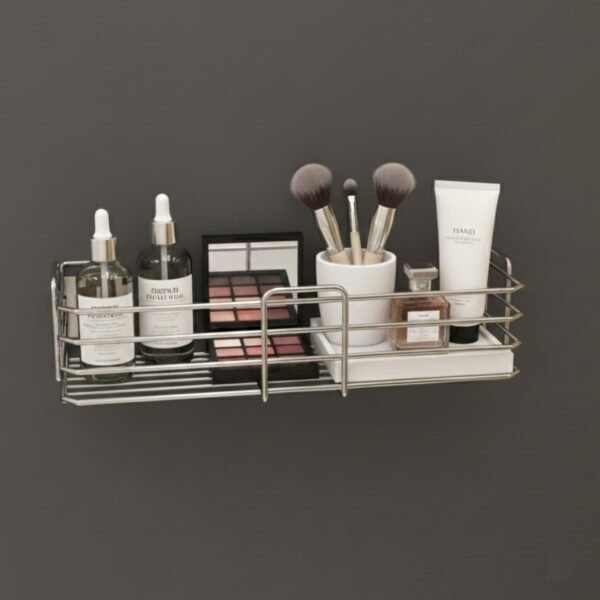 MOTIQO Premium Stainless Steel Bathroom Shelf for Wall (15x5 Inches) | Multipurpose Wall Mount Organizer Rack for Kitchen, Bathroom Accessories & Perfumes | Rust-Proof (Silver, Set of 1)