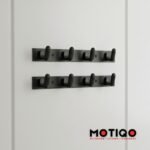 Motiqo Premium Aluminum Wall-Mounted Hook Rail – 4 Hooks, Matte Black Finish - Image 2
