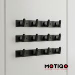 Motiqo Premium Aluminum Wall-Mounted Hook Rail – 4 Hooks, Matte Black Finish - Image 8