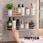 MOTIQO Stainless Steel Wall Mount Multi-Purpose Bathroom Shelf | Combo | Set-2 | Silver