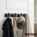 Motiqo Premium Aluminum Wall-Mounted Hook Rail – 4 Hooks, Matte Black Finish