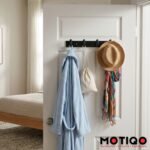 Motiqo Premium Aluminum Wall-Mounted Hook Rail – 4 Hooks, Matte Black Finish - Image 4