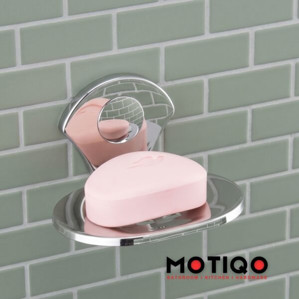 Motiqo Stainless Steel Single Soap Holder for Bathroom, Soap Dish, Soap Case, Soap Stand with Chrome Finish, Bathroom Accessories (Royal) Silver