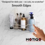 MOTIQO Stainless Steel Wall Mount Multi-Purpose Bathroom Shelf | Combo | Set-2 | Silver - Image 4