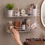 MOTIQO Stainless Steel Wall Mount Multi-Purpose Bathroom Shelf | Combo | Set-2 | Silver - Image 3