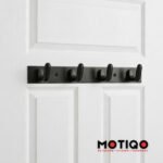 Motiqo Premium Aluminum Wall-Mounted Hook Rail – 4 Hooks, Matte Black Finish - Image 8
