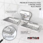 Motiqo chrome double soap dish features high-grade 304 stainless steel, seamless polished joints, and rust-proof weld seams