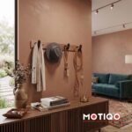 Motiqo Premium Aluminum Wall-Mounted Hook Rail – 4 Hooks, Rose Gold - Matte Black Finish - Image 6