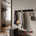 Motiqo Premium Aluminum Wall-Mounted Hook Rail – 6 Hooks, Matte Black Finish - Image 7