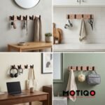 Motiqo Premium Aluminum Wall-Mounted Hook Rail – 4 Hooks, Rose Gold - Matte Black Finish - Image 8