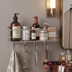MOTIQO Stainless Steel Self Adhesive Wall Mount Multi-Purpose Bathroom Shelf (Silver) - Image 4