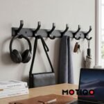 Motiqo Premium Aluminum Wall-Mounted Hook Rail – 6 Hooks, Matte Black Finish (S Hook) - Image 6